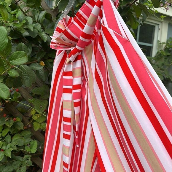 🦋 ⭐️HOST PICK⭐️7AVENUE STUDIO DESIGN NY Red tan & White Striped Flare Pants SZ 6 - Picture 9 of 15